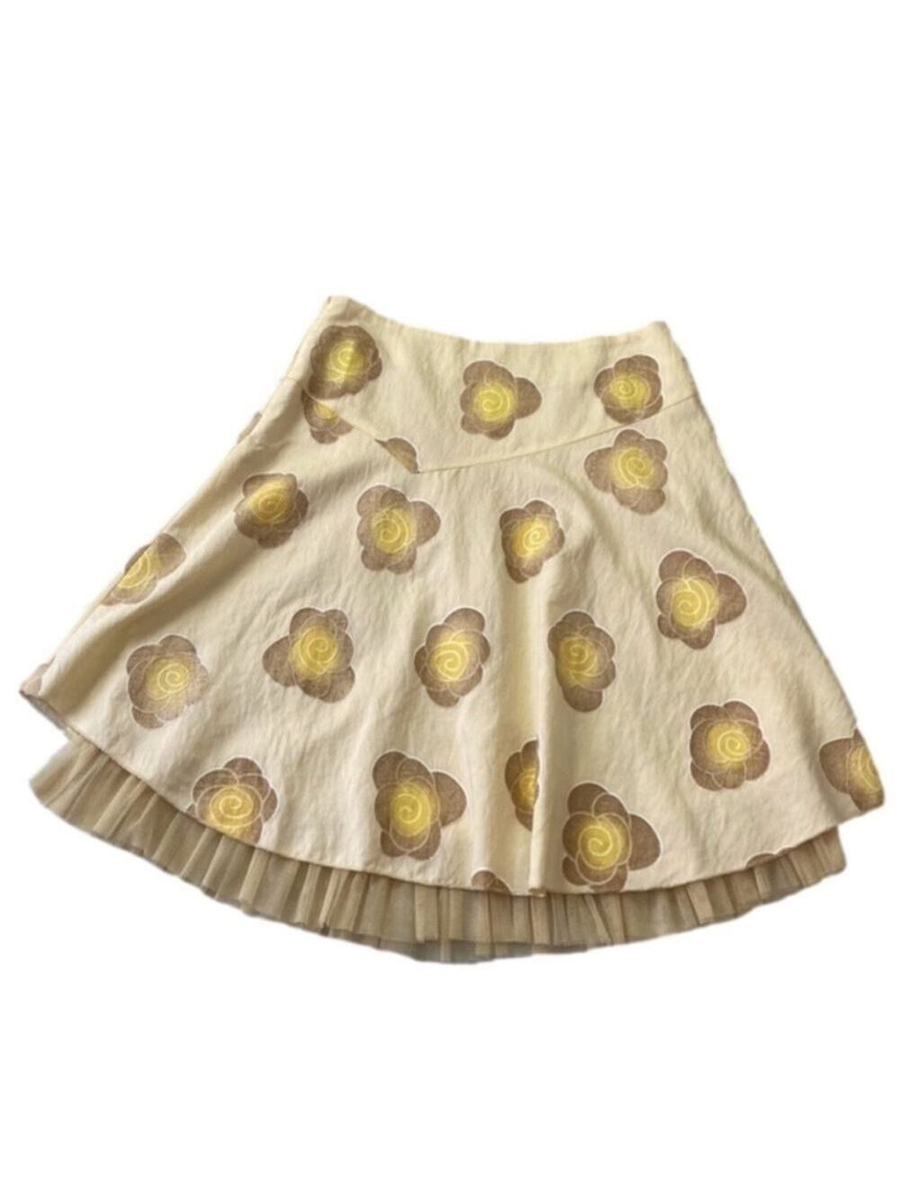 ⸻

AMS Ruffle Tulle A-Line Skirt Yellow Floral Embroidery Romantic Festival Larg
